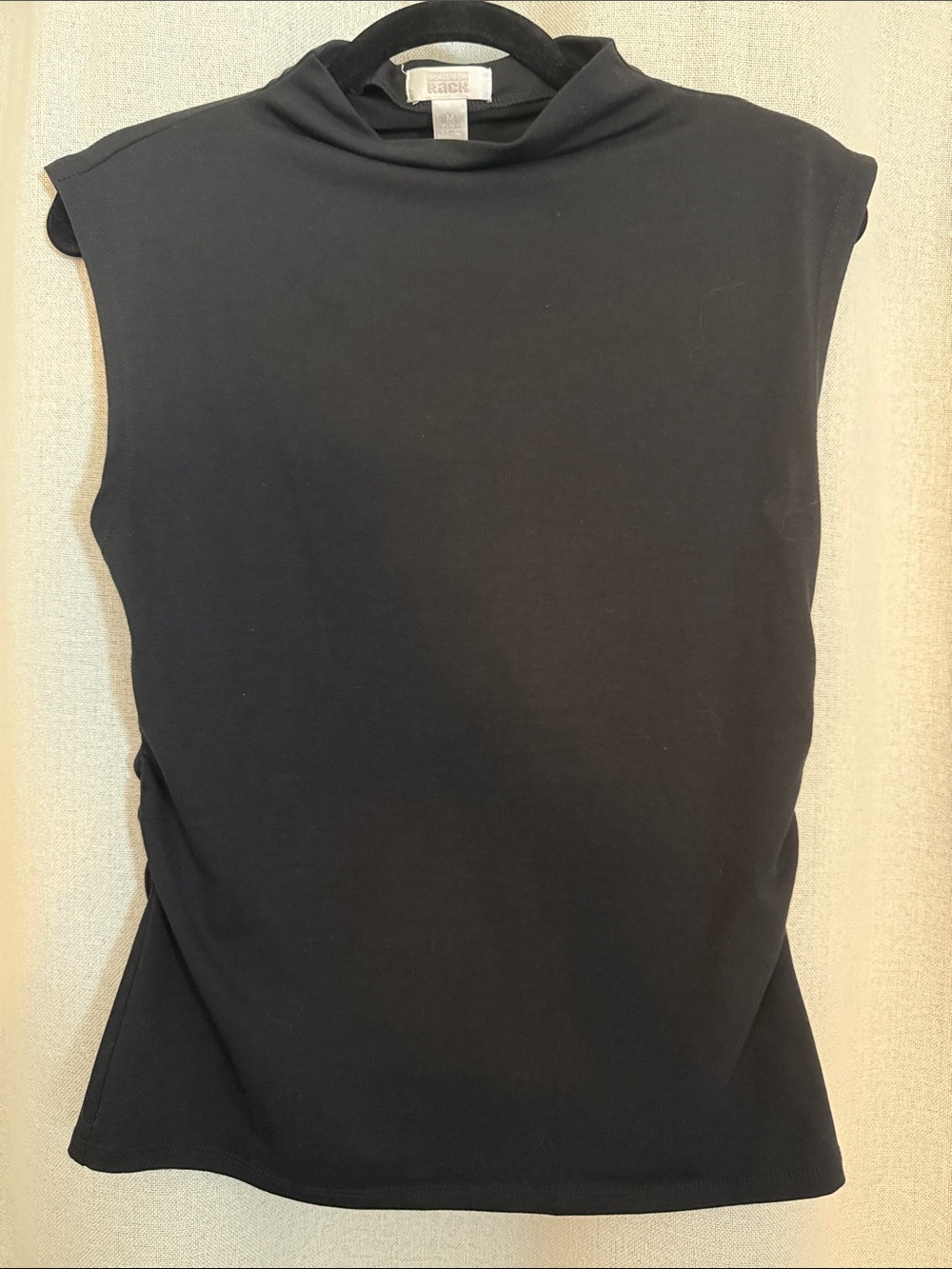 Mock Neck Sleeveless Tank Top in Black